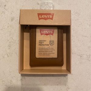 Levi’s Brown Leather Bifold Wallet, RFID Protection